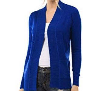 Open front solid royal BLUE cardigan